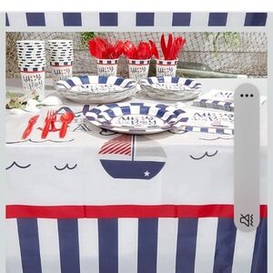 Nautical Its A Boy Baby Shower Plates Napkins Tablecloth Utensils Party Of 24